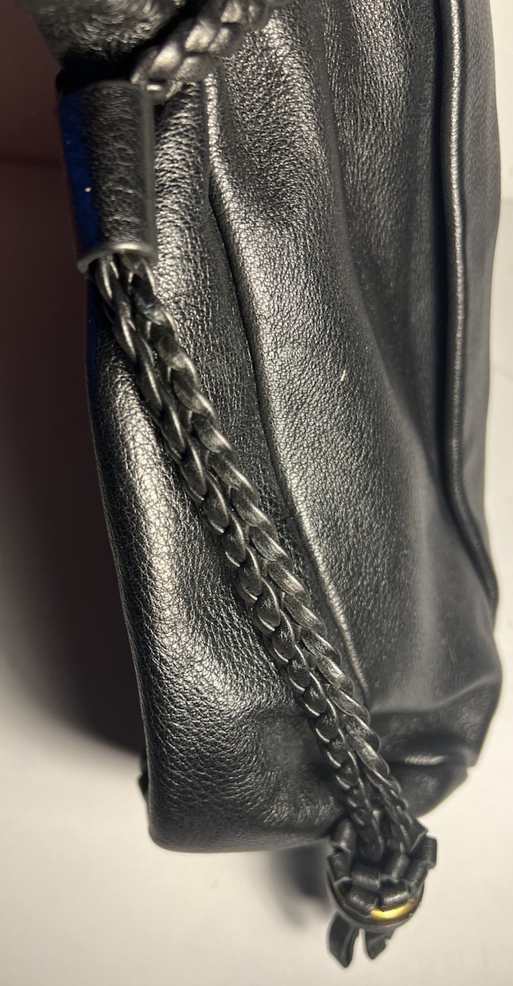 ELLIOTT LUCCA SINTRA Black Soft Pebbled Leather Hobo Shoulder Bag Tassels 10+!