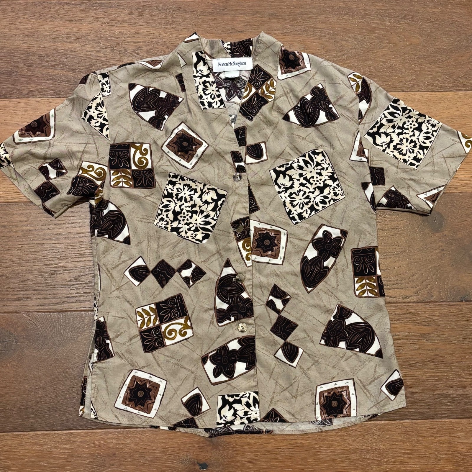 Vintage 90s Norton McNaughton Womens Button Up Shirt, Size Medium, Made in USA