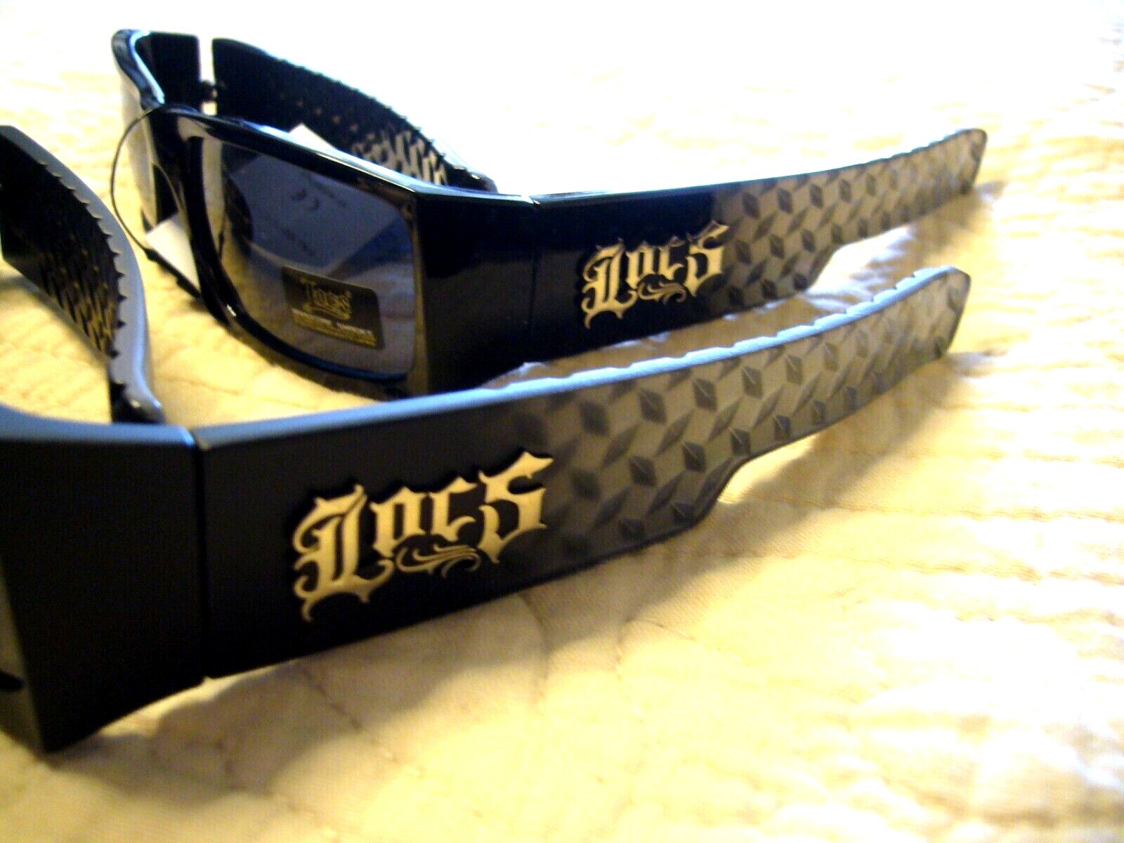 Men’s Sunglasses LOCS Women’s Gangster Diamond Plate Look Biker Shades 91167