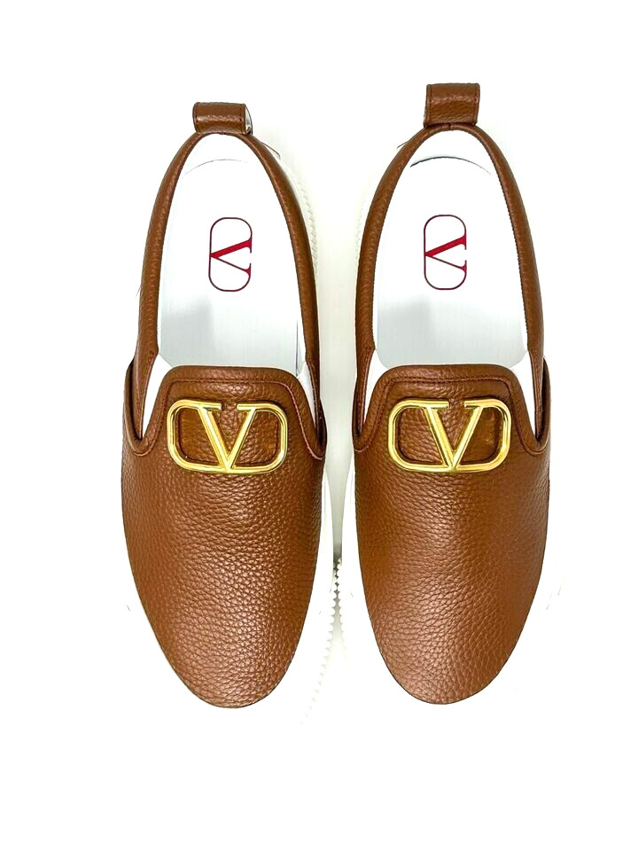 VALENTINO GARAVANI Vlogo Plaque Slip-on Sneakers In Brown – $850 – EU 42 / US 9