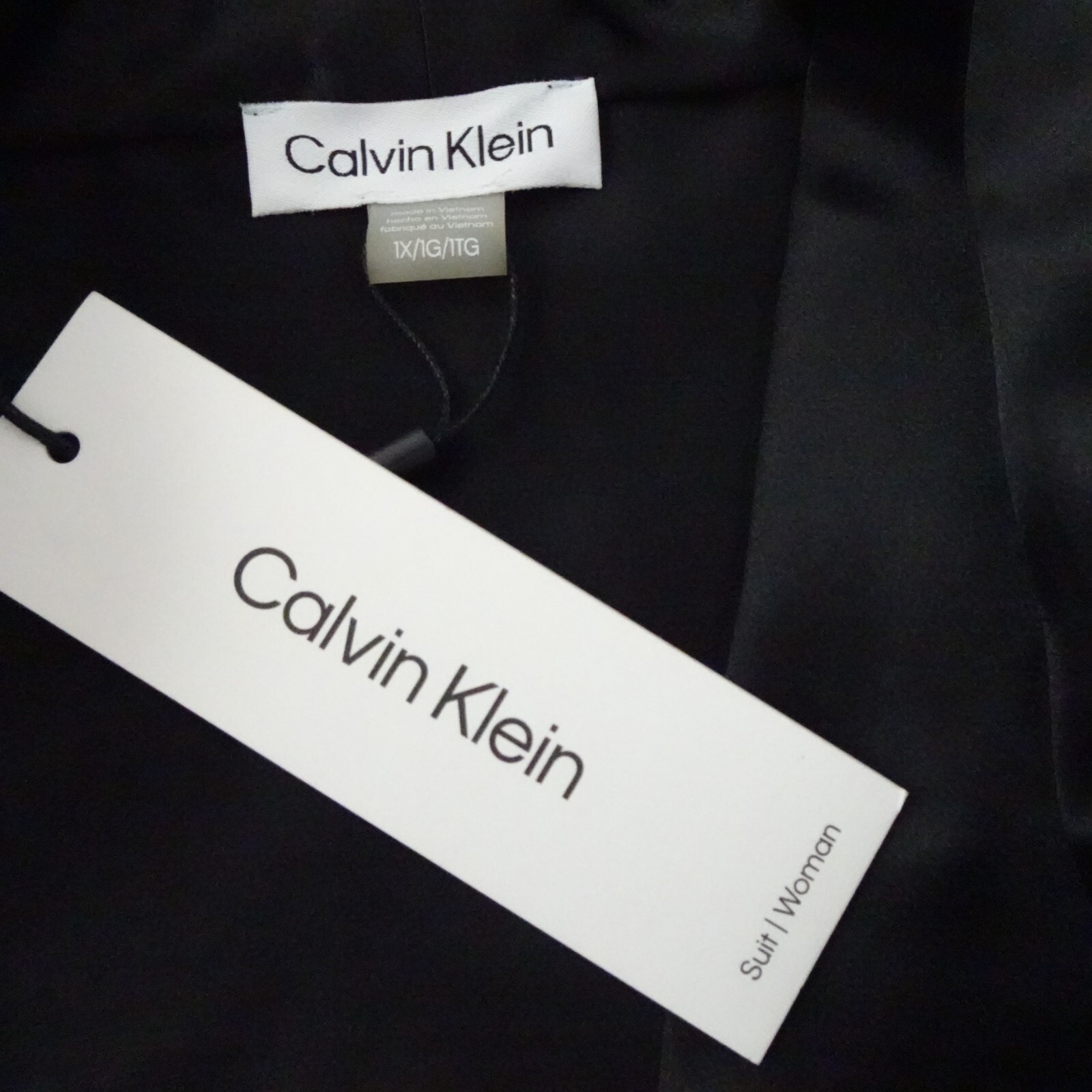 Calvin Klein Faux Wrap Blouse Top Women’s Plus Size 1X Black Satiny Dressy