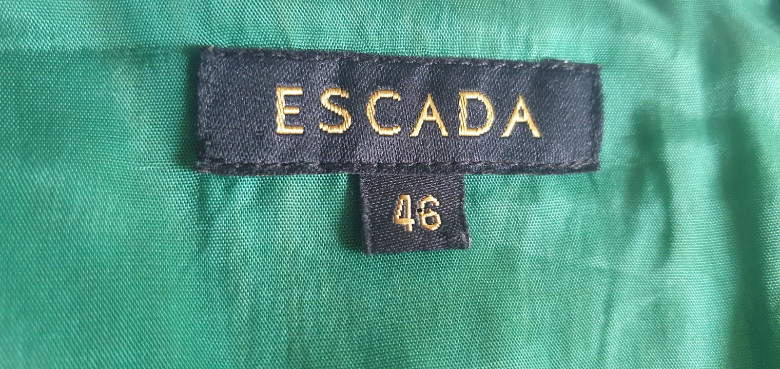 ESCADA Emerald Green Silk Blend Skirt Suit Jacket Set Size 46 EU / 16 US Vintage