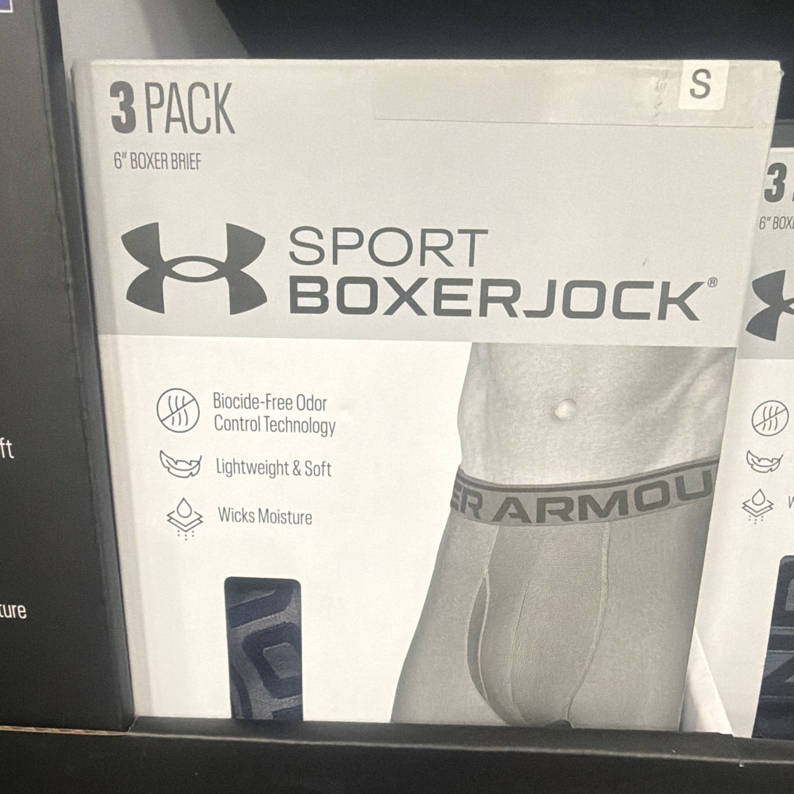 Under Armour Men’s Sport Boxerjock Mesh Boxer Brief 3-Pack 6″ S Black/Blue