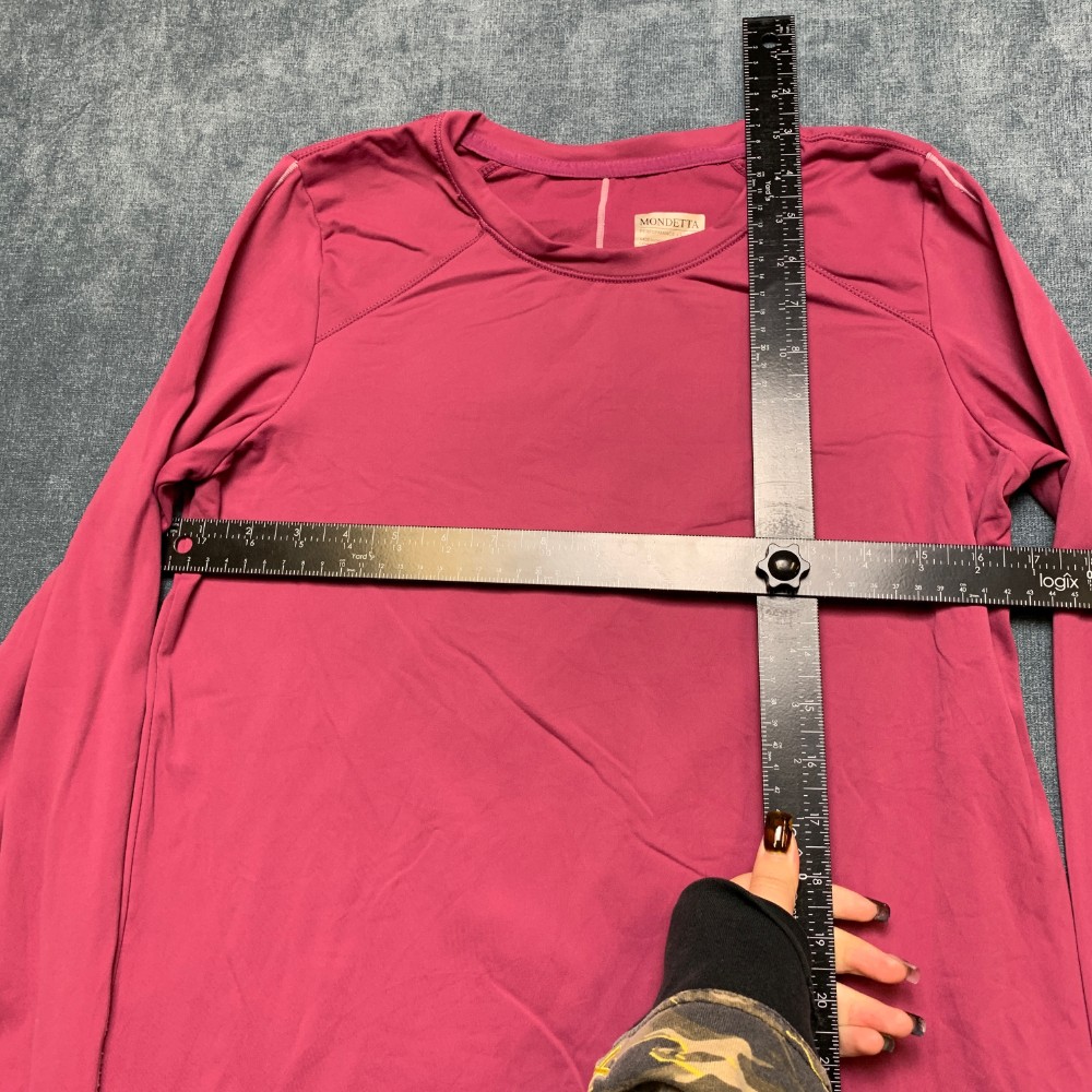 Mondetta Performance Luxury Athletic Top Womens S Pink Stretch Thumbhole Sleeve