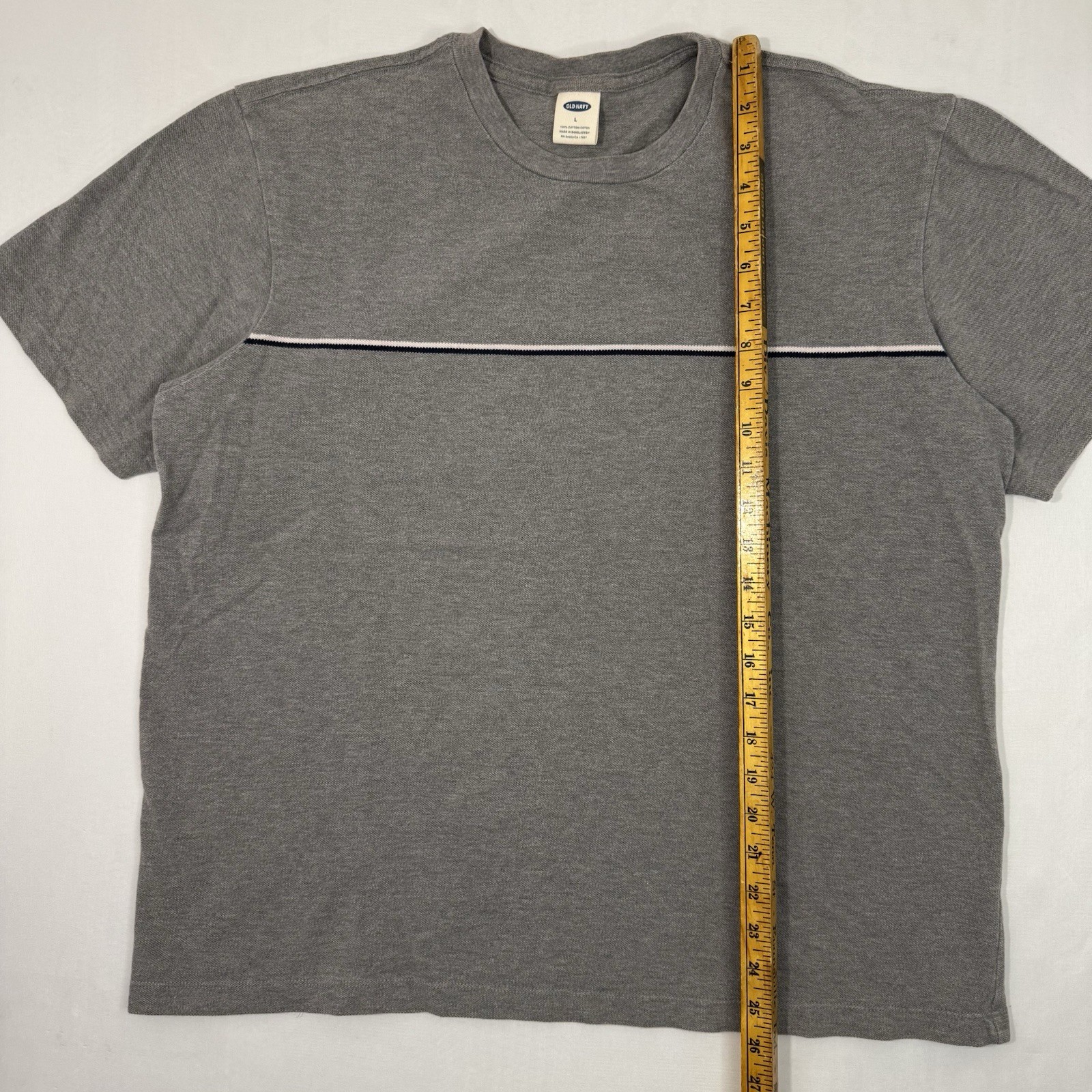 VTG 2003 Y2K Old Navy Horizontal Stripe T-Shirt Men’s L Normcore Gray Pullover