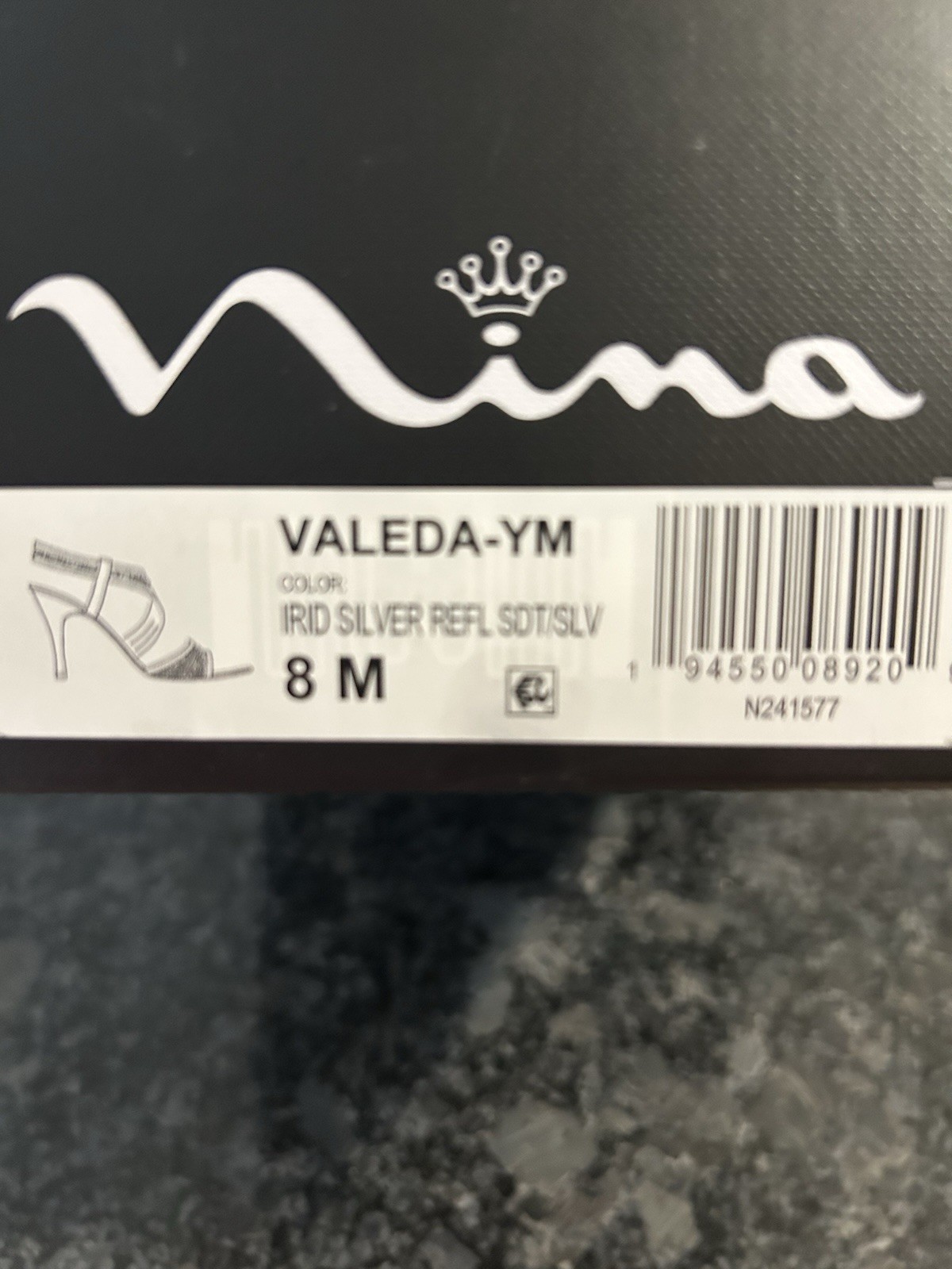 Nina Valeda YM Silver Iridescent Sparkle Slingback Open Toe Women’s 8M