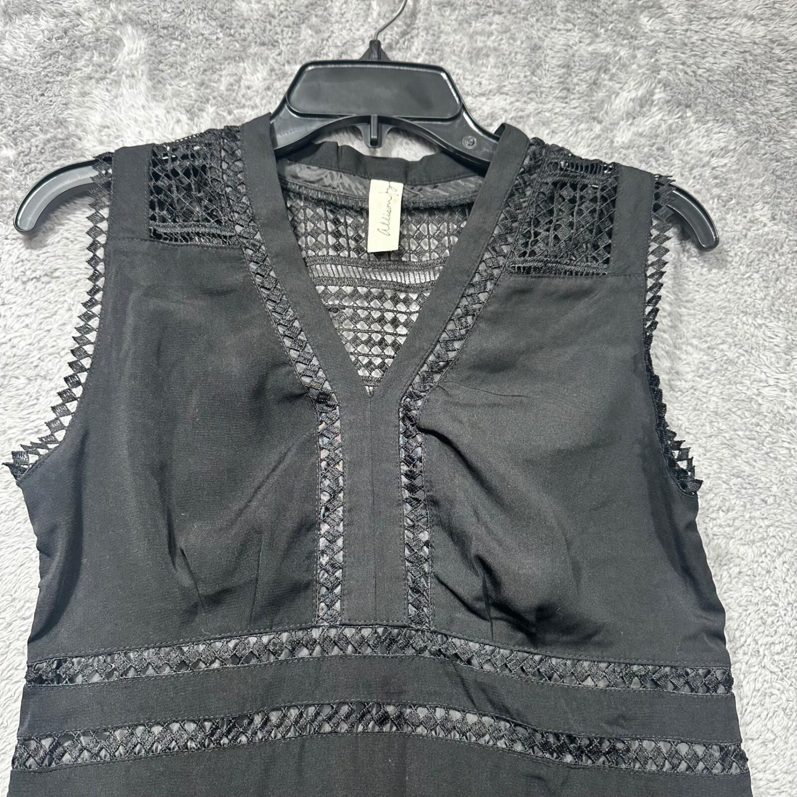 Allison Joy Dress Womens XS Black Crochet Lace V-Neck Ruffle Hem Mini 49793EV