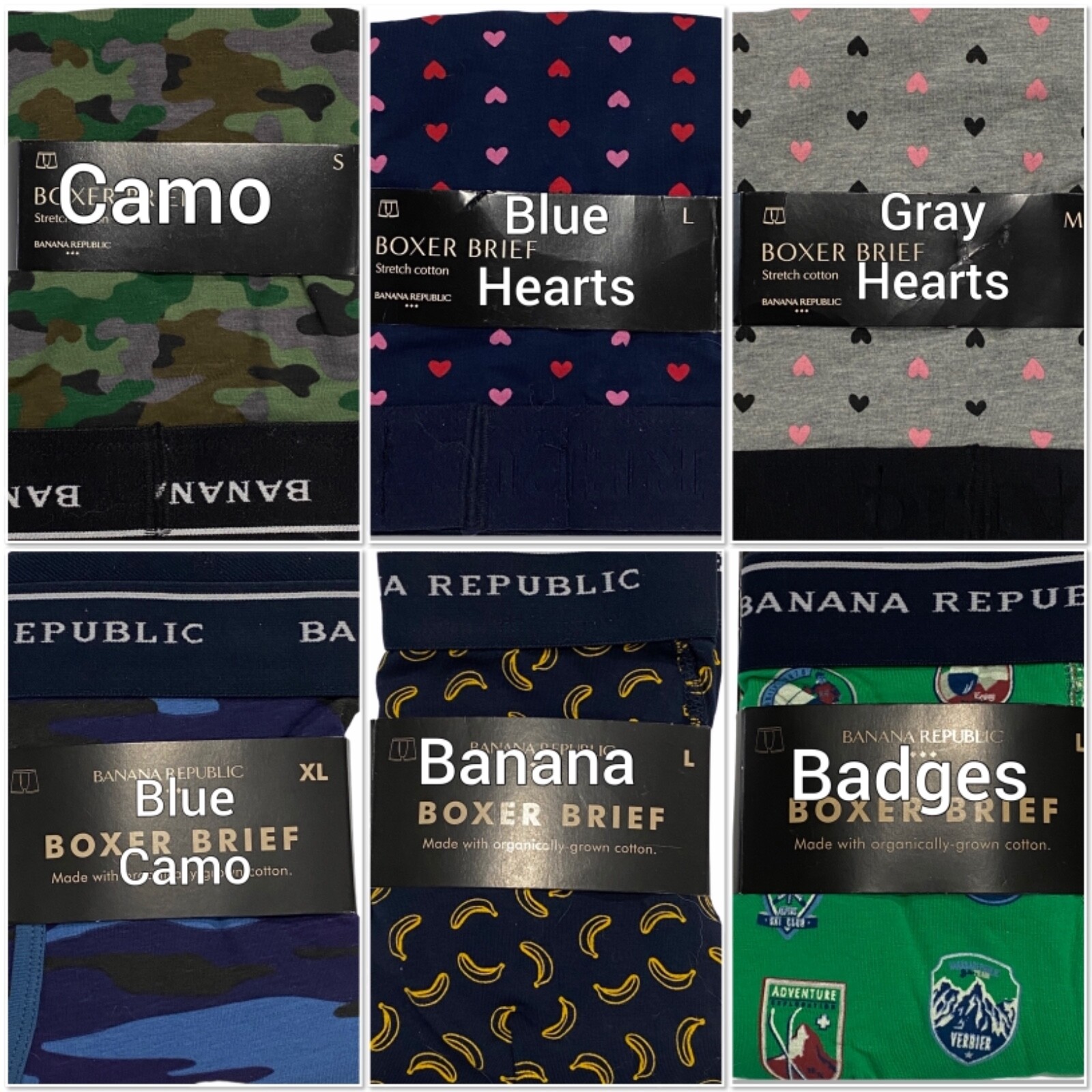 NWT BANANA REPUBLIC Knit Boxer Brief Underwear S-M-L-XL Assorted Colors/Prints