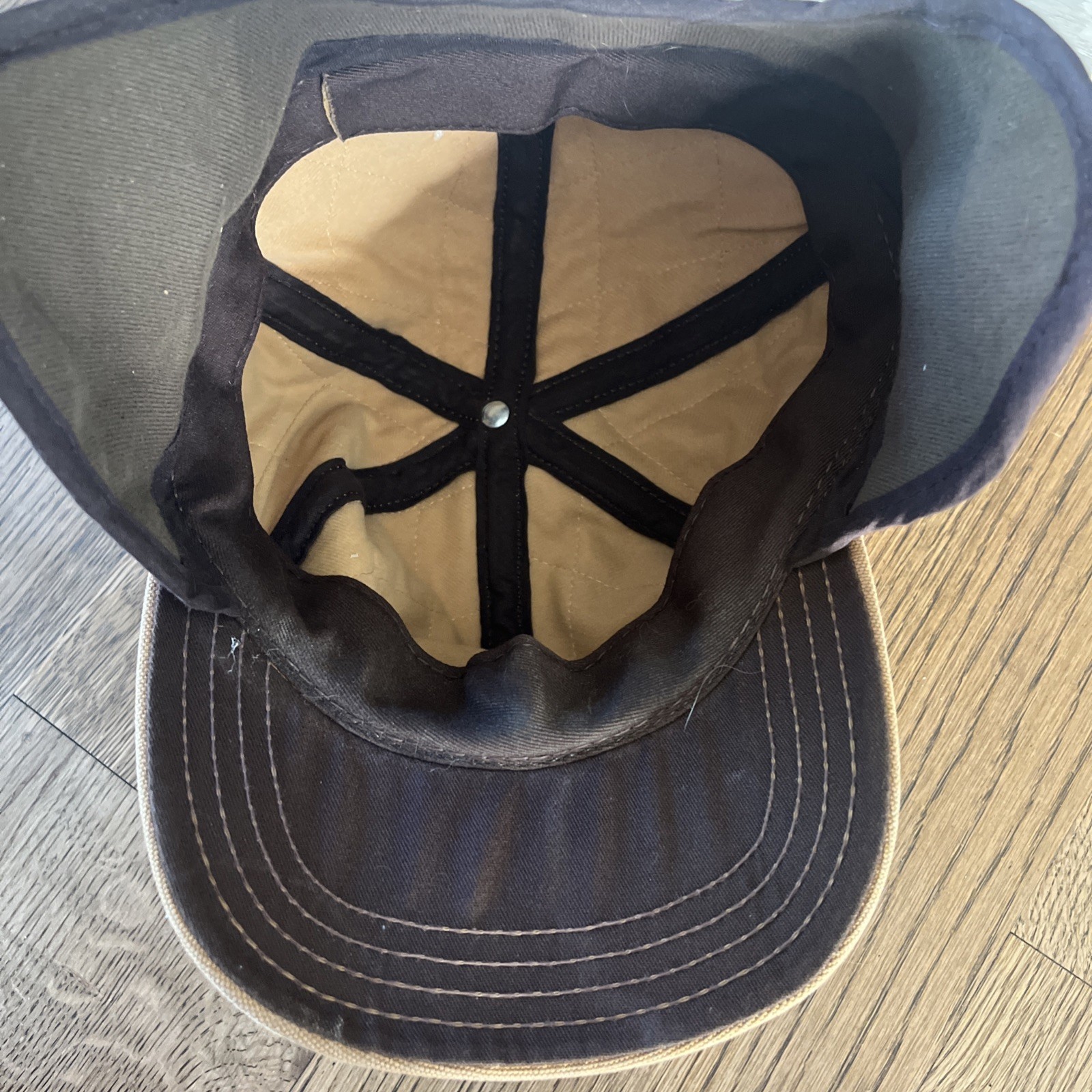 Vintage Duck Canvas Winter Ear Flap Hunting Hat Cap Brown Quilted Lined USA L