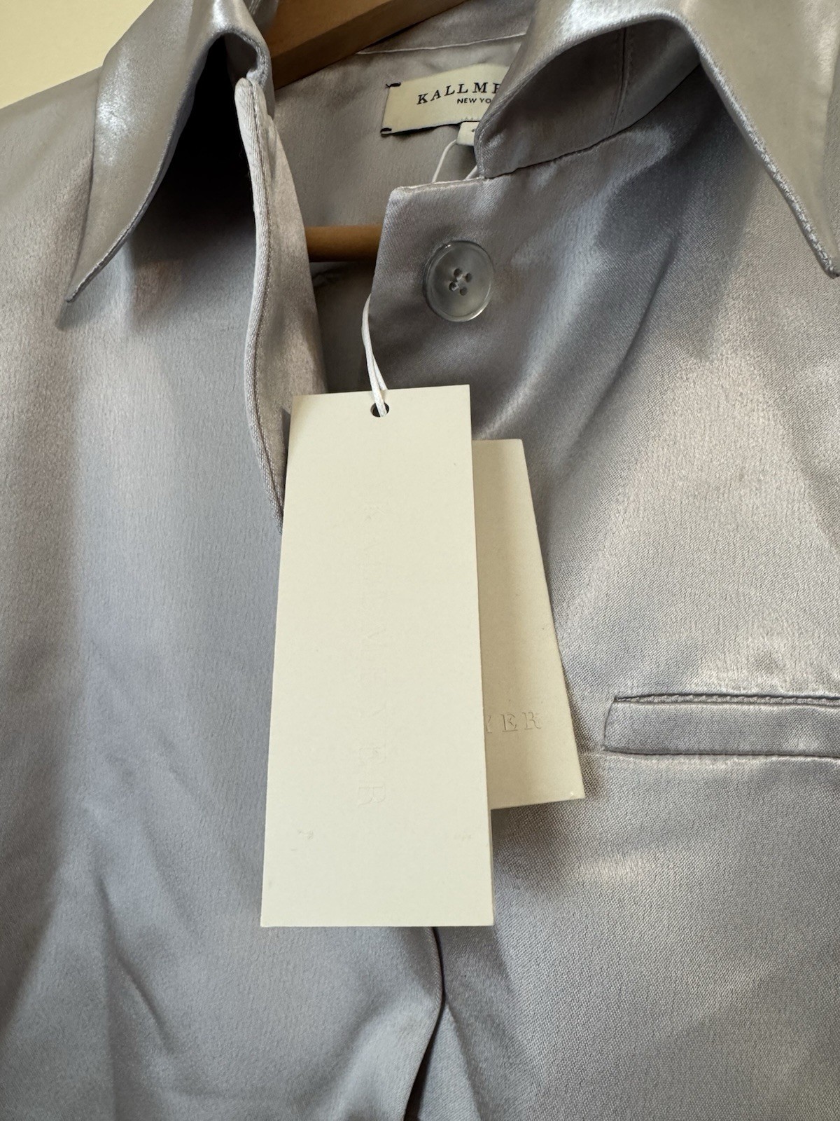 Kallmeyer New Luca Satin Twill Blazer Jacket Silver Size 8