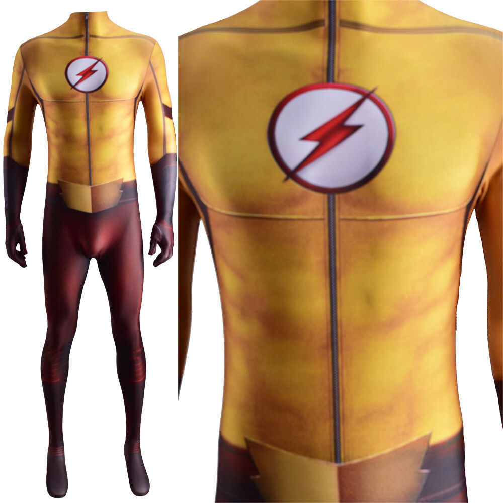 2021 Kid Flash Jumpsuit The Flash Bodysuit Cosplay Costume Halloween Adult Suit