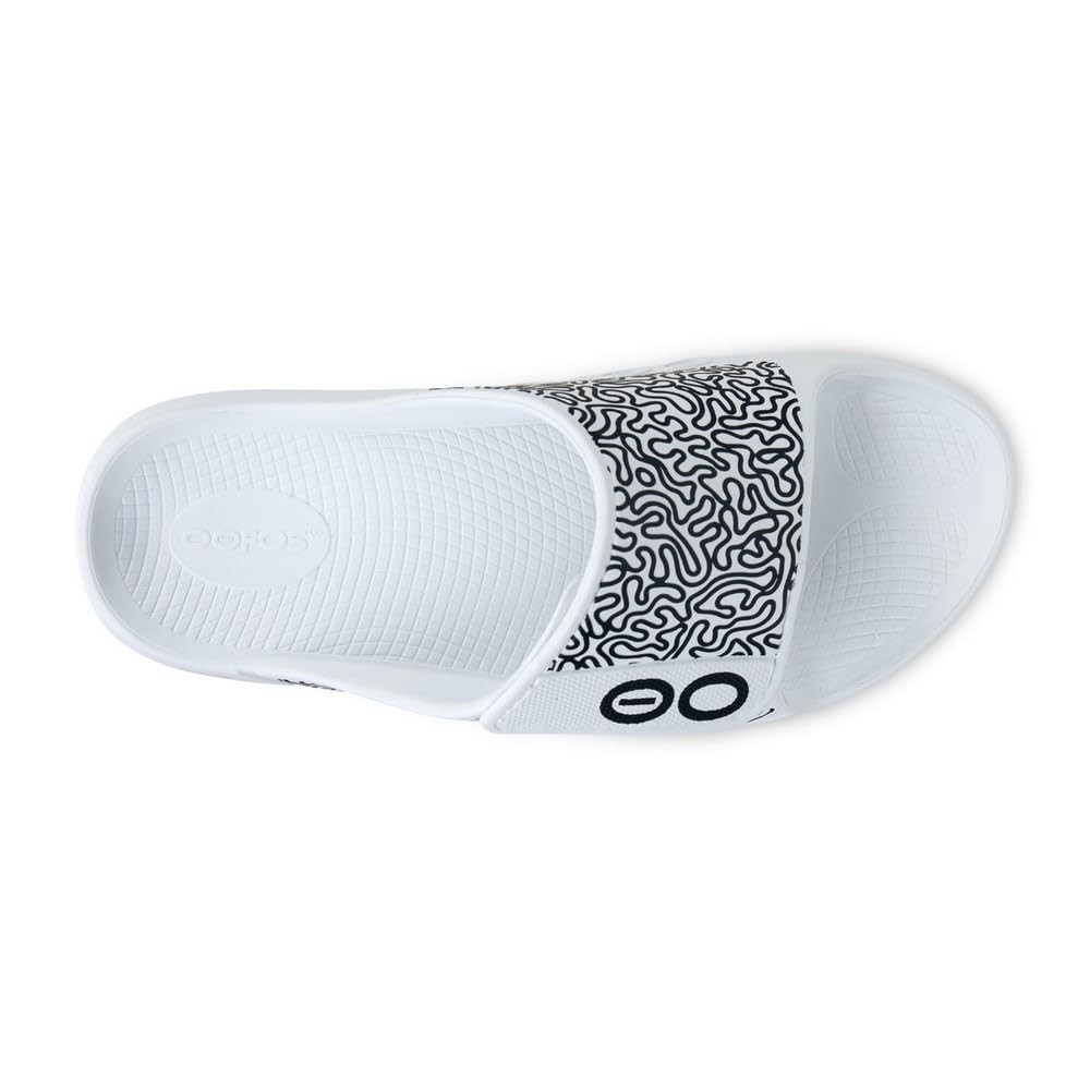 Sz 11 Unisex OOahh Sport Flex Limited Slide Sandal (White Labyrinth)