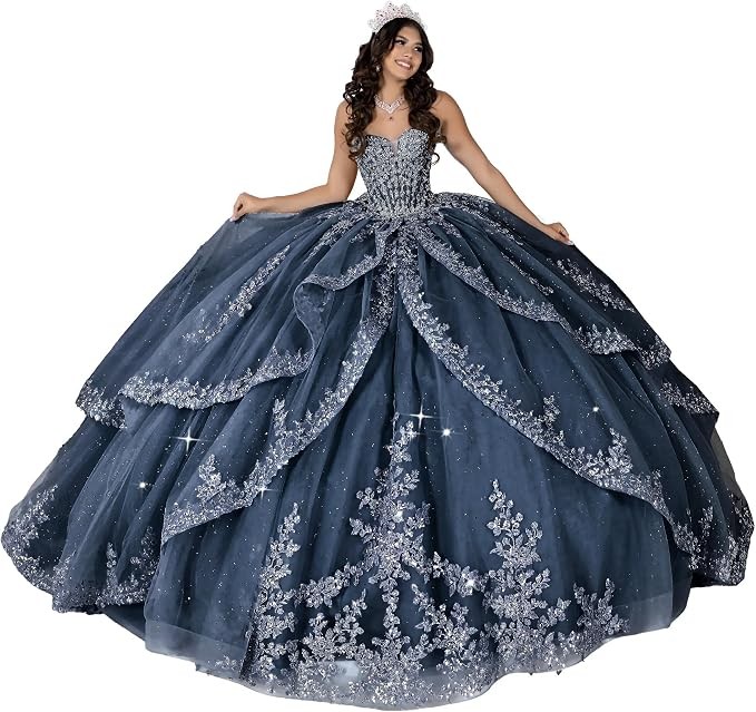 ‌Lace Appliques Quinceanera Dresses with Train Tulle Tassel Vestido De 15 Aos