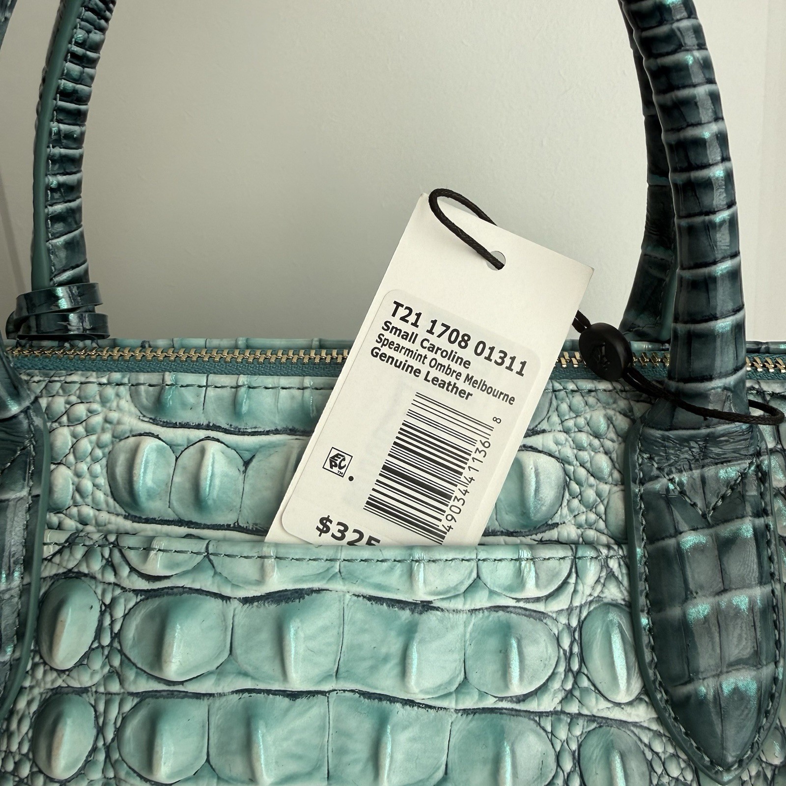 Brahmin Small Caroline Spearmint Green Ombre Satchel Handbag