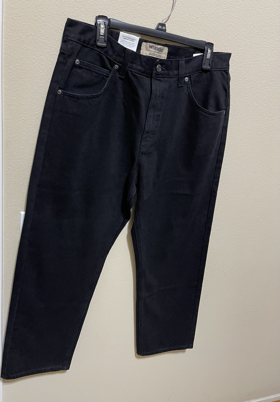 Wrangler Authentics Men’s Black Dark Wash Denim Straight Jeans Regular Fit