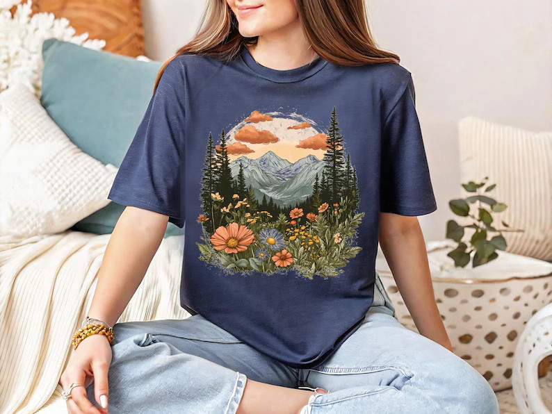 Mountain Wildflower Comfort Tee Nature Outdoor Camp