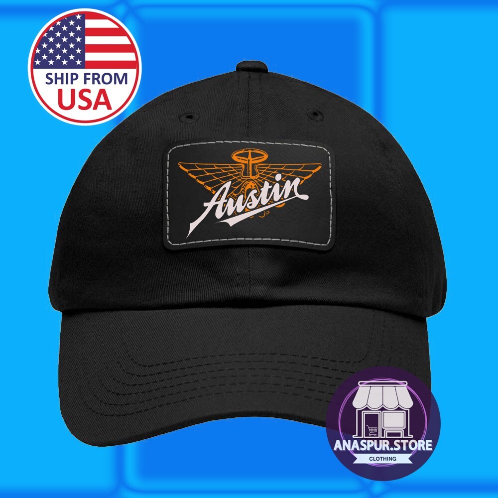 Austin Classic Car Black Dad Hat with Leather Patch
