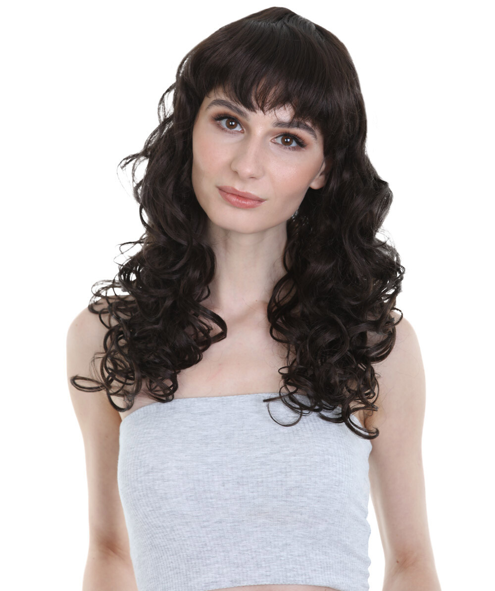 Women Long Curly Glamour Party Event Cosplay Bright black Wig HW-656 (Adult)