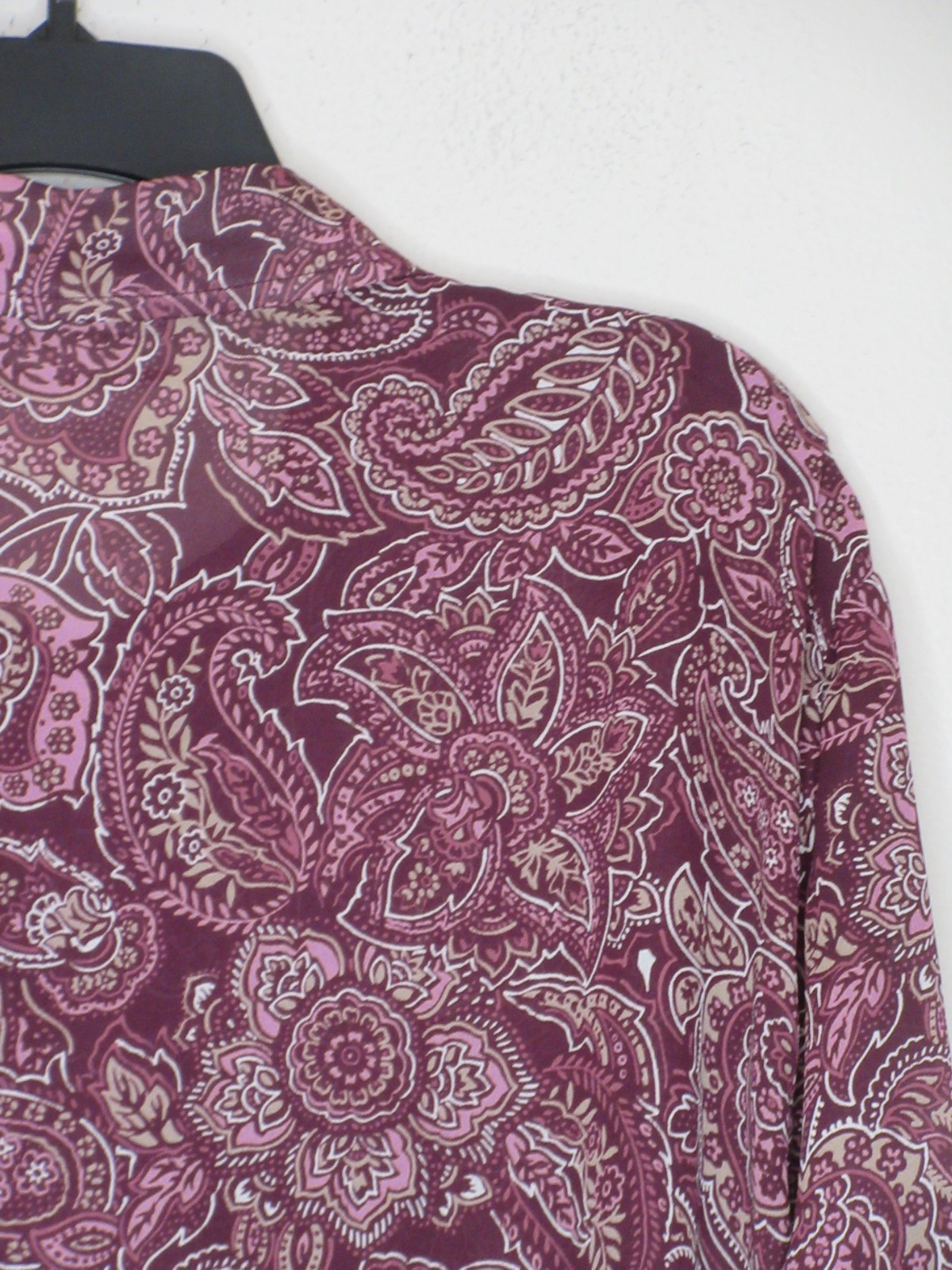 Cold Water Creek Womens Plus Size Purple Paisley Print Sheer Shirt Dress 2X B 53