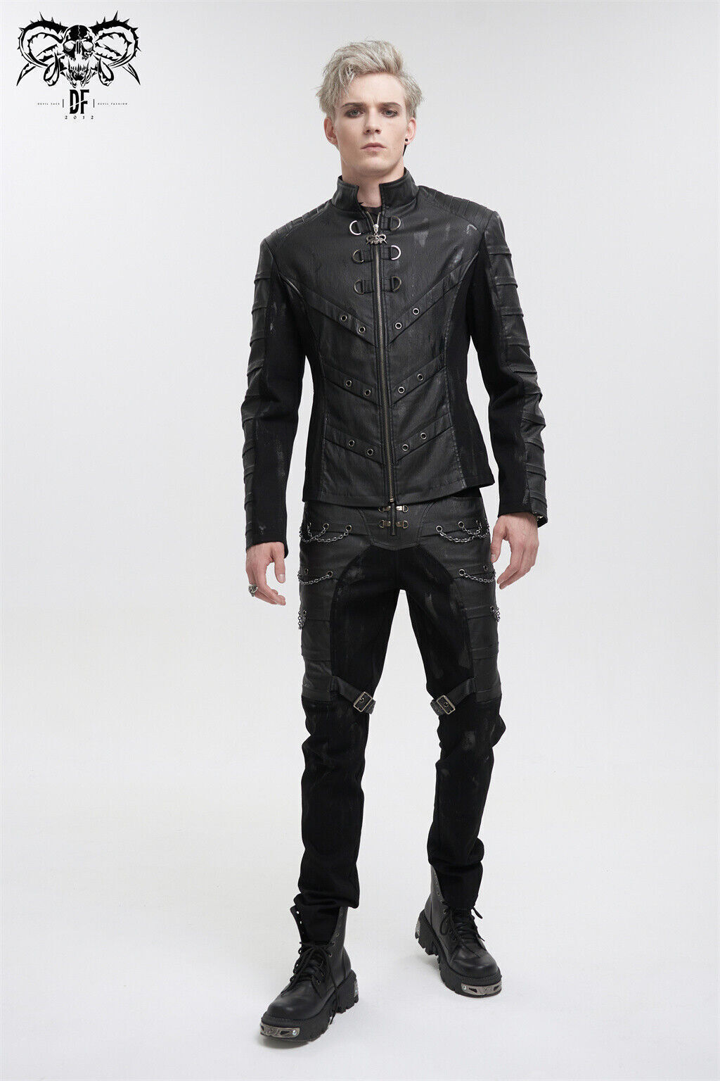 Devil Fashion Black Gothic Punk Rock Daily Wear Slim Fit Short Jacket For Men