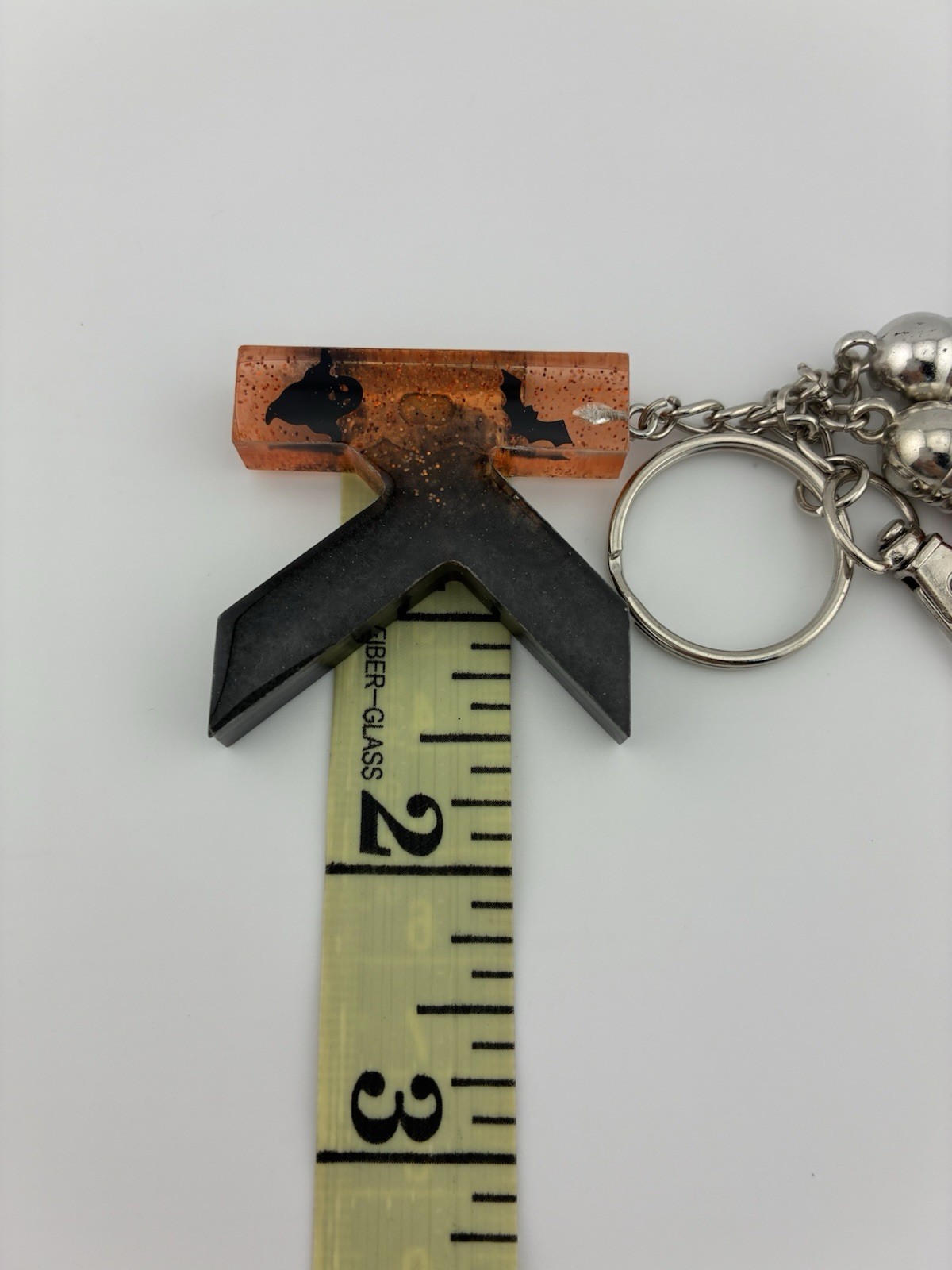 Handmade Halloween Letter K Resin Keychain Black Orange Bat Ghost Tassels New