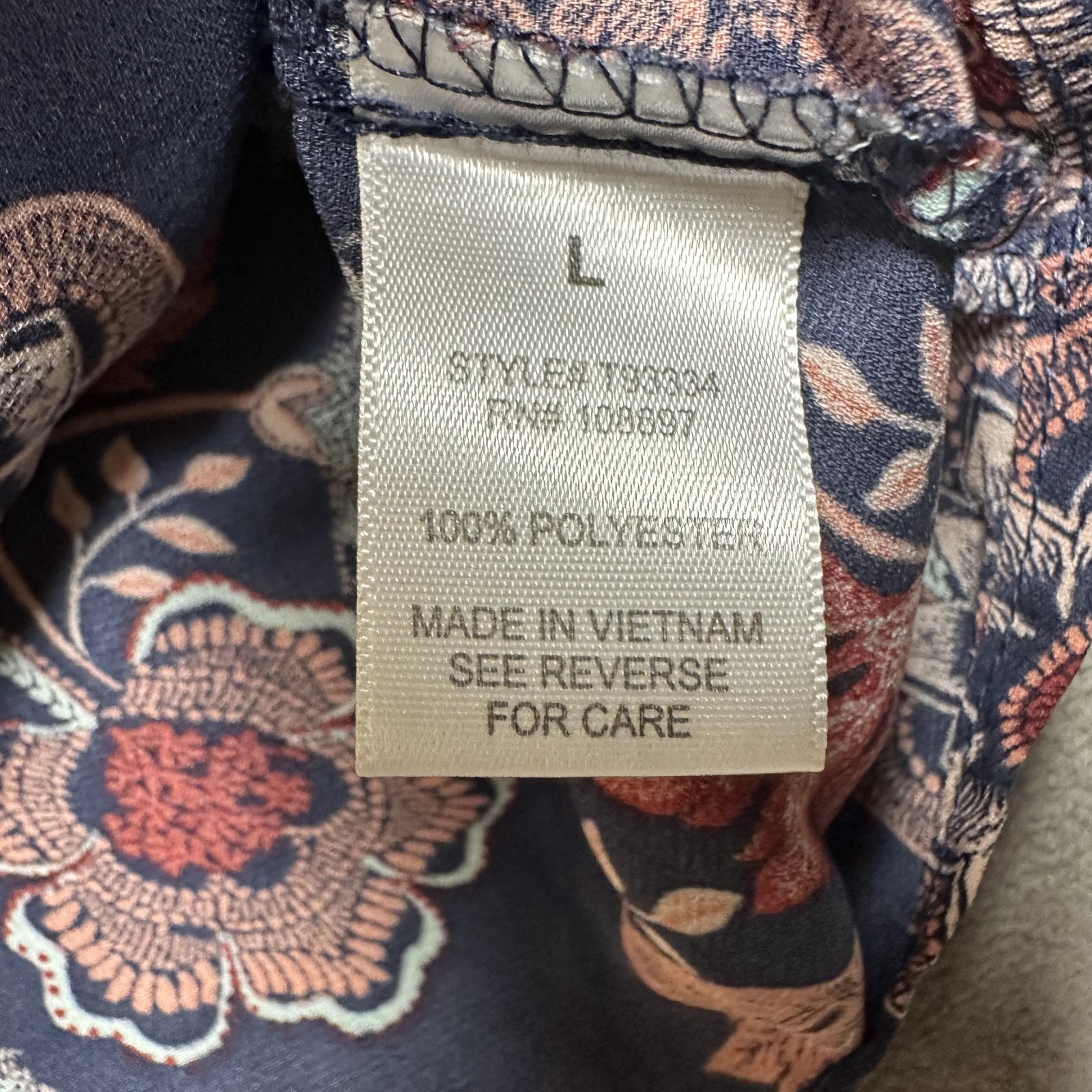 Alice Blue Sleeveless Blouse Womens Large Blue Pink Floral Print Split Neck EUC