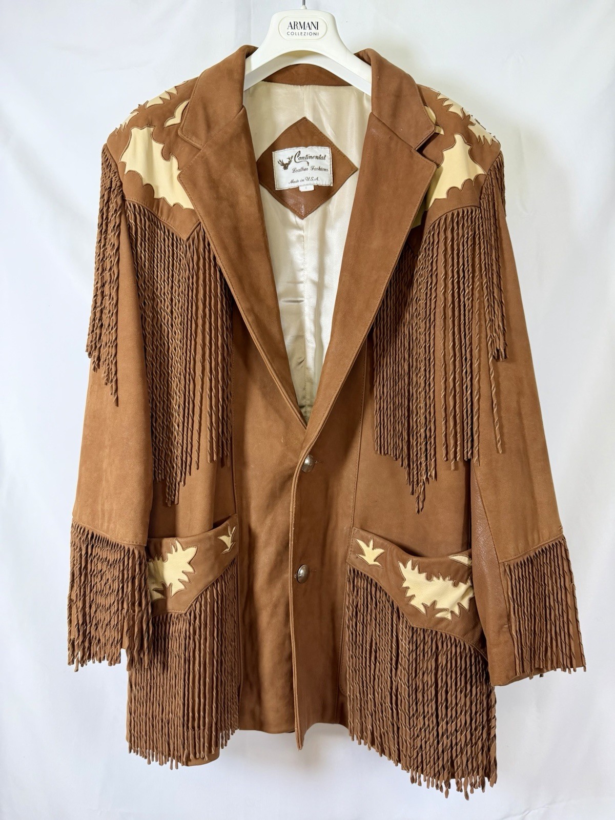 Vintage Continental Leather Fashions Western Fringe Jacket USA Buffalo Nickel