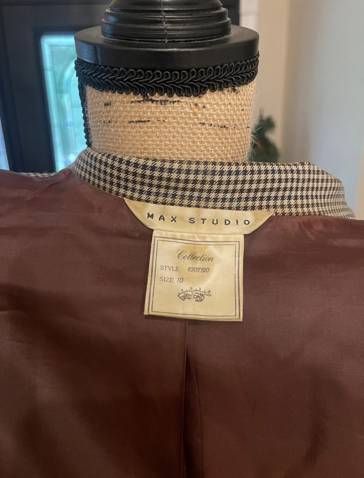 Max Studio Collection Women’s Houndstooth Herringbone Blazer Jacket Size 10