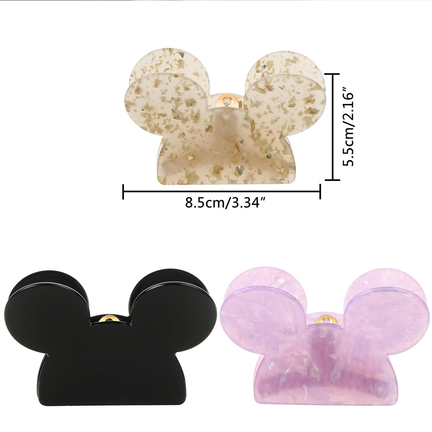 Mouse Head Hair Claw Clips, BENOSPACE 3Pcs Acrylic Lady Bear Clips for…