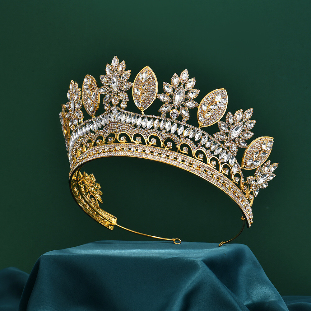 9cm Tall Large CZ Crystal Wedding Queen Princess Prom Tiara Crown For Women