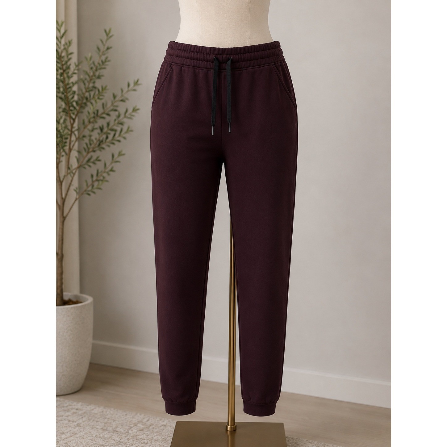 32 Degrees Heat Women Joggers Medium Burgundy Wine Athletic SweatpantsDrawstring