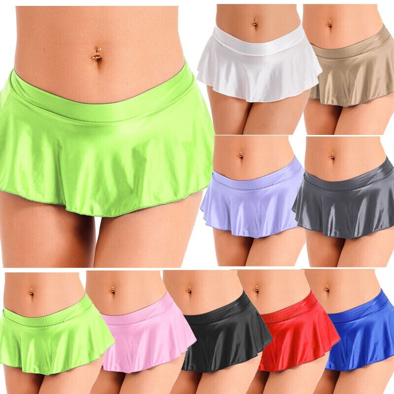 US Womens Miniskirt Mini Nightwear Bottoms Underwear Low Rise Lingerie A-line