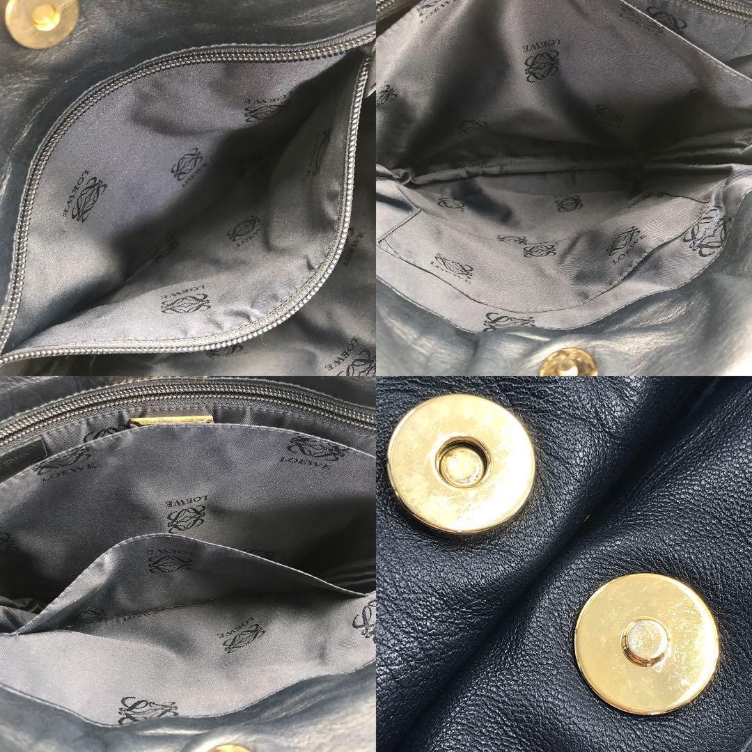 LOEWE Anagram Shoulder Bag Nappa Leather & Metal Hardware Women’s Vintage Navy