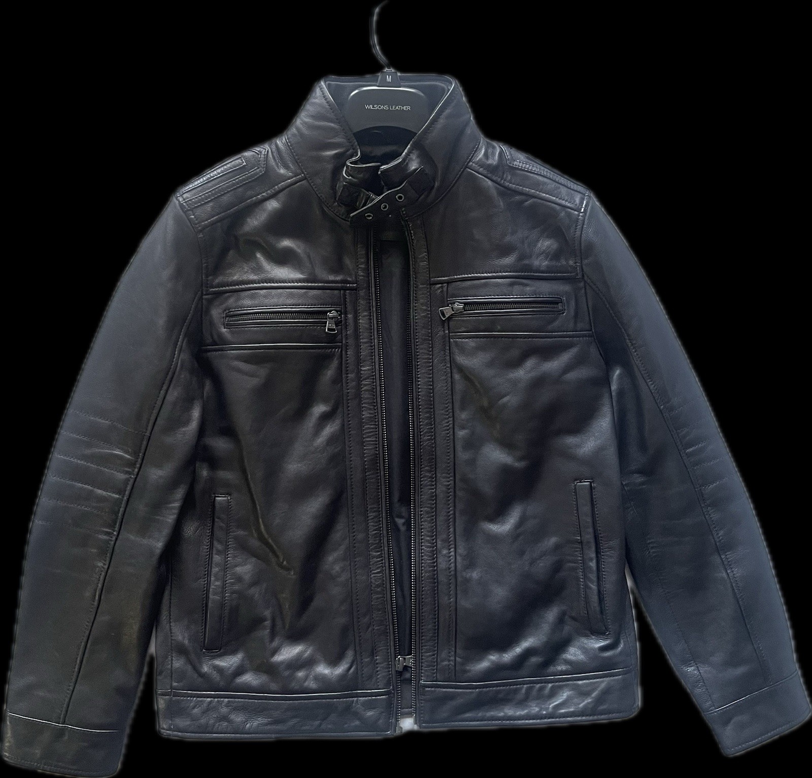 MARC NEW YORK Men’s Black Jacket Full Zip Band Collar Lined Size M