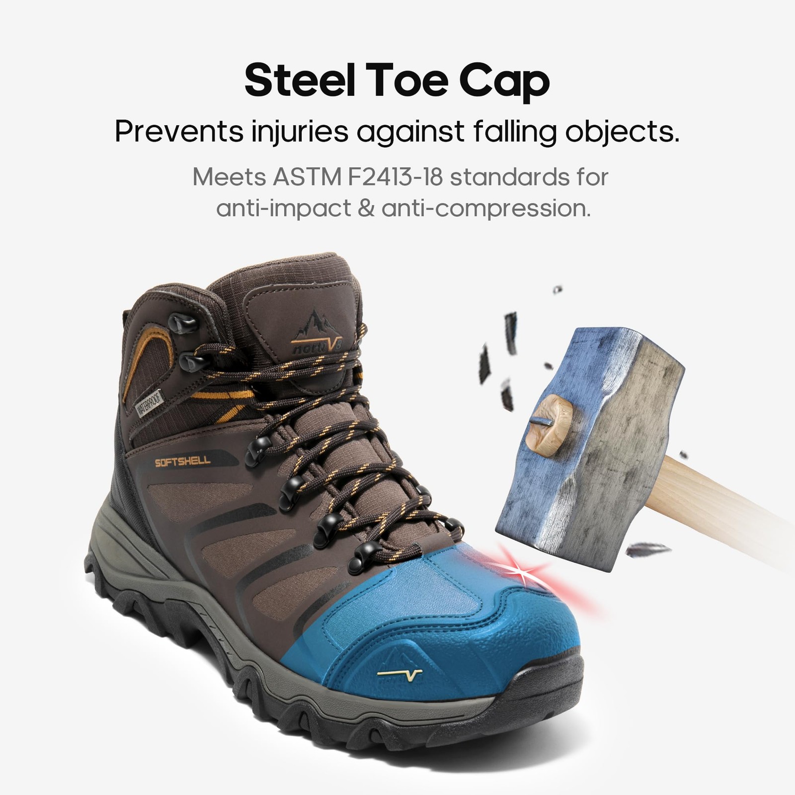 NORTIV 8 Waterproof Work Boots for Men Steel Toe Safety Construction Boots AR…