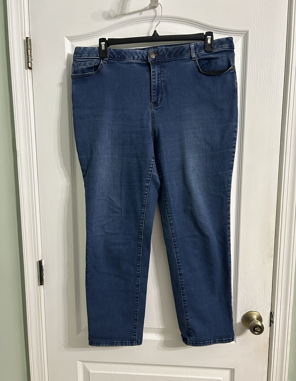 Croft & Barrow Womens Straight Jeans Blue Medium Wash Stretch 5-Pocket 18S