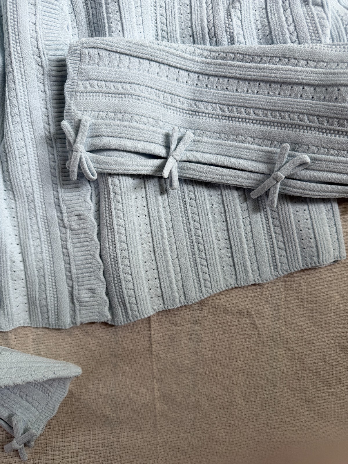 LoveShackFancy Zoriah Pointelle Cardigan in Icicle Blue