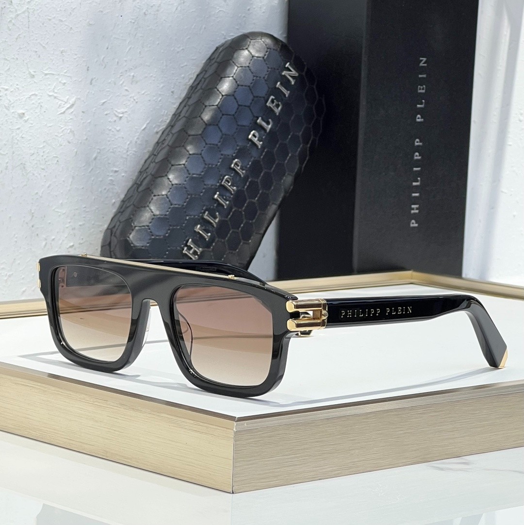 PHILIPP PLEIN VPP021 Sunglasses Black Frame Brown Gradient Lens 53-20-145