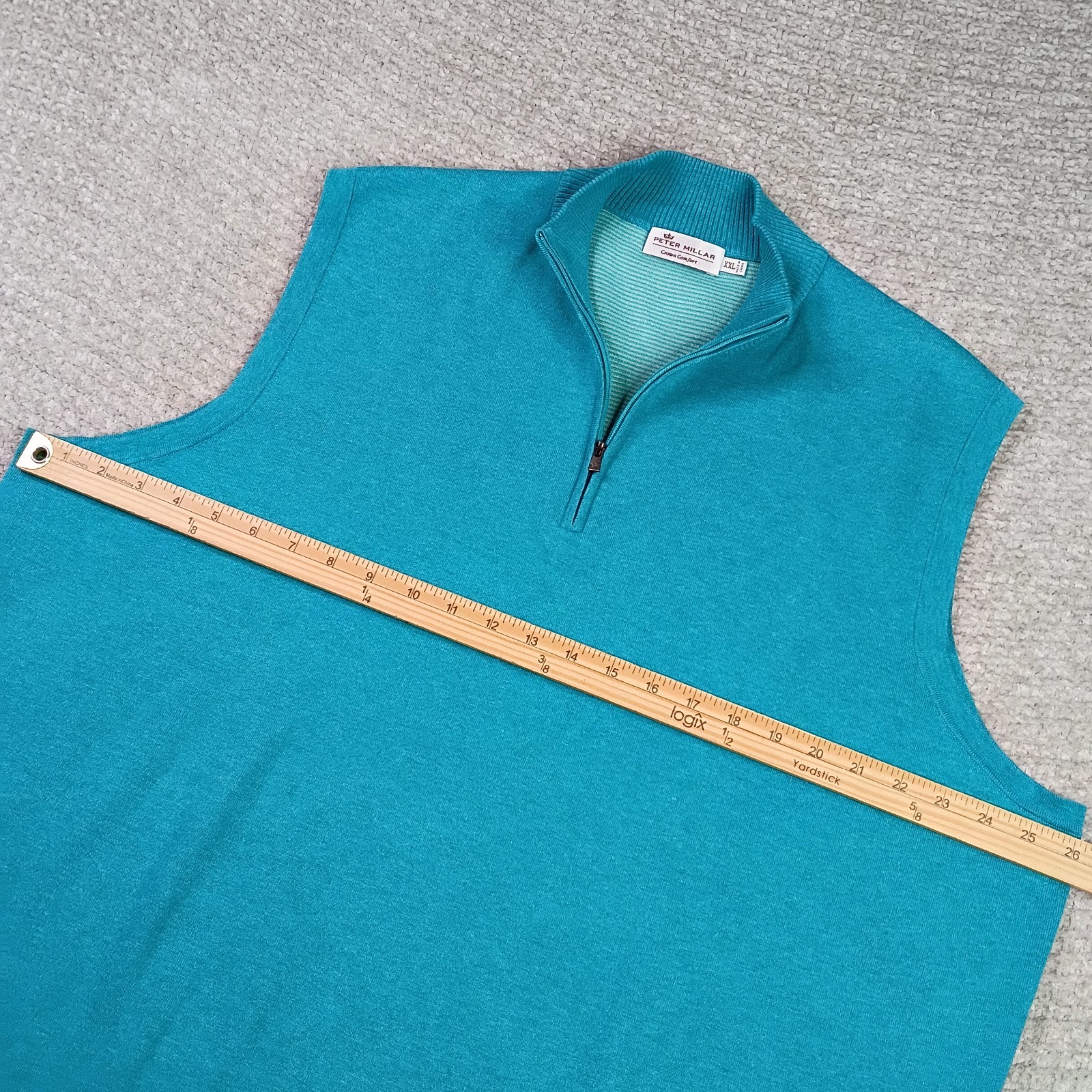 Peter Millar Mens 2XL Teal Crown Comfort Vest Pullover Zip Preppy Golf
