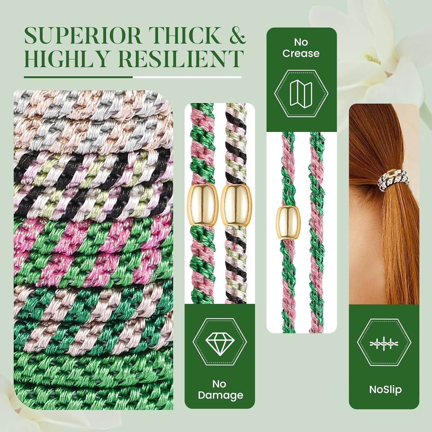 Hair Ties No Damage – 10PCS Ponytail Holders – 1 Count (Pack of 10) 13.Green