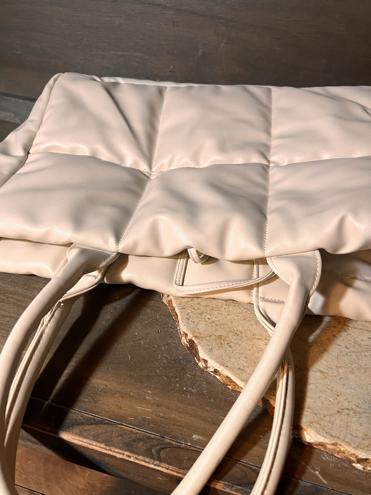 Ulta Beauty Beige Soft Tie Closure Purse Tote 15 X 9 X 5 Inches NWT NEW SOFT