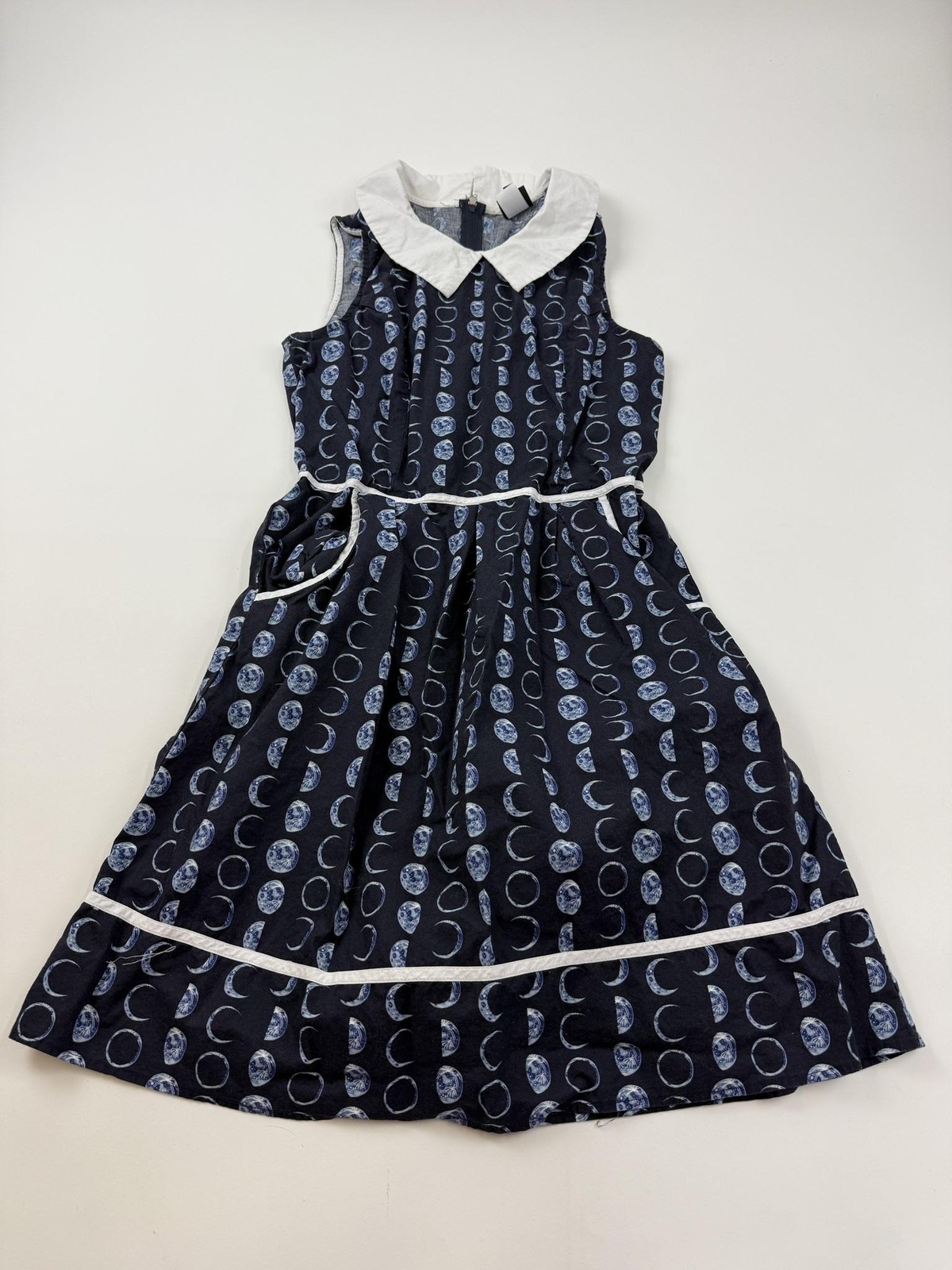 Retrolicious Dress Womens XL Black Celestial Moon Collared Fit & Flare Pockets