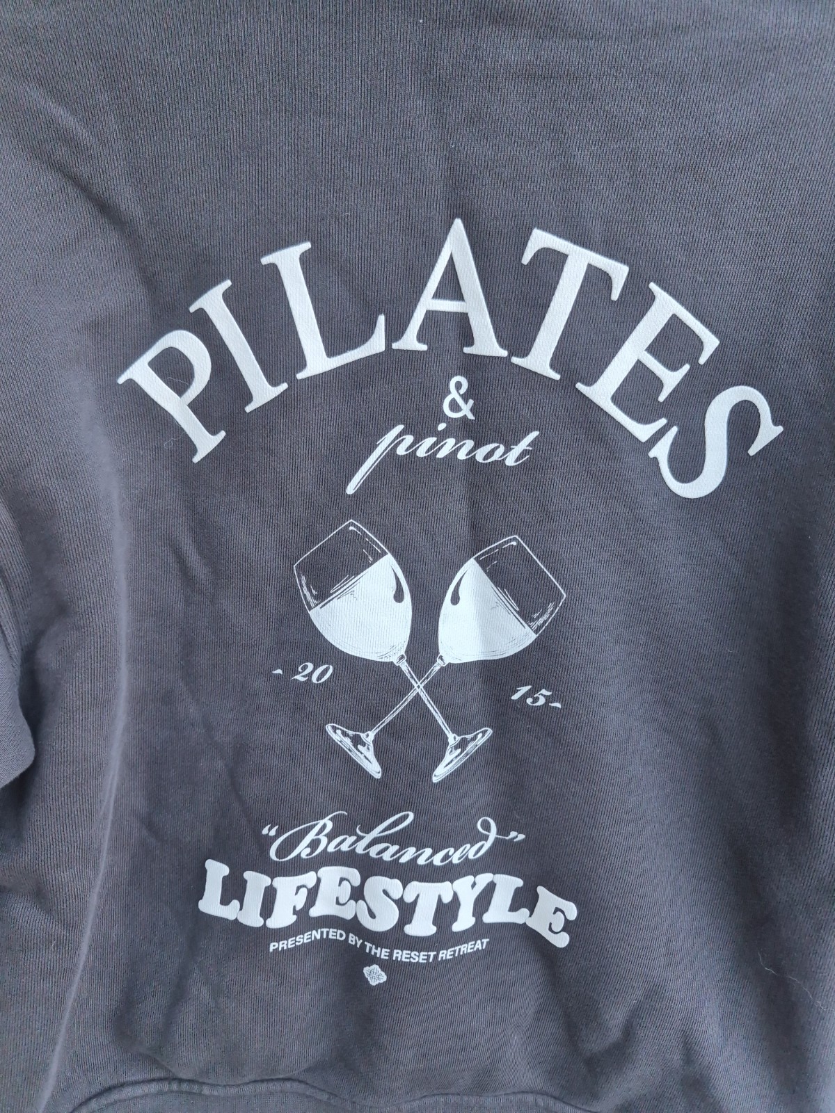 The Couture Club Pilates & Prosecco Hoodie Womens UK 8 Grey Oversized Pullover