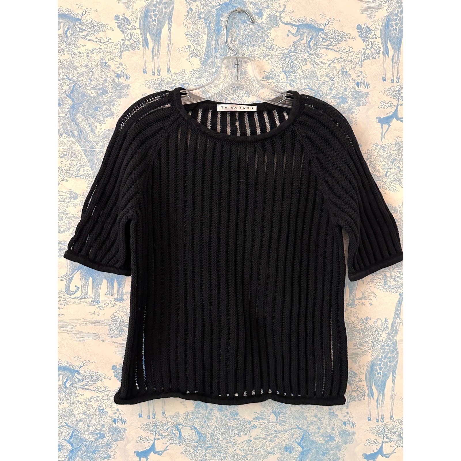 Trina Turk Open Knit Palm Beach Chic minimalist capsule wardrobe top