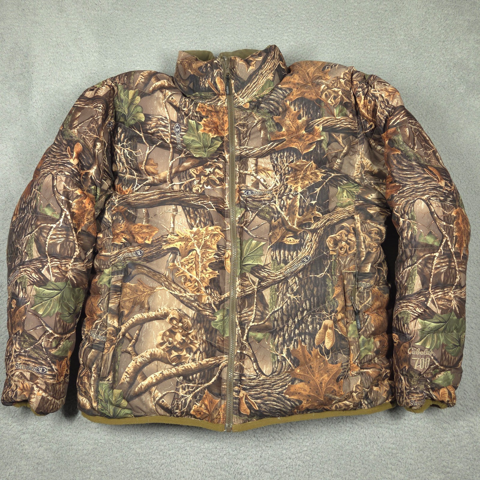 Cabelas Jacket Men’s XL Camo Reversible Premier Northern Goose Down 700 Fill