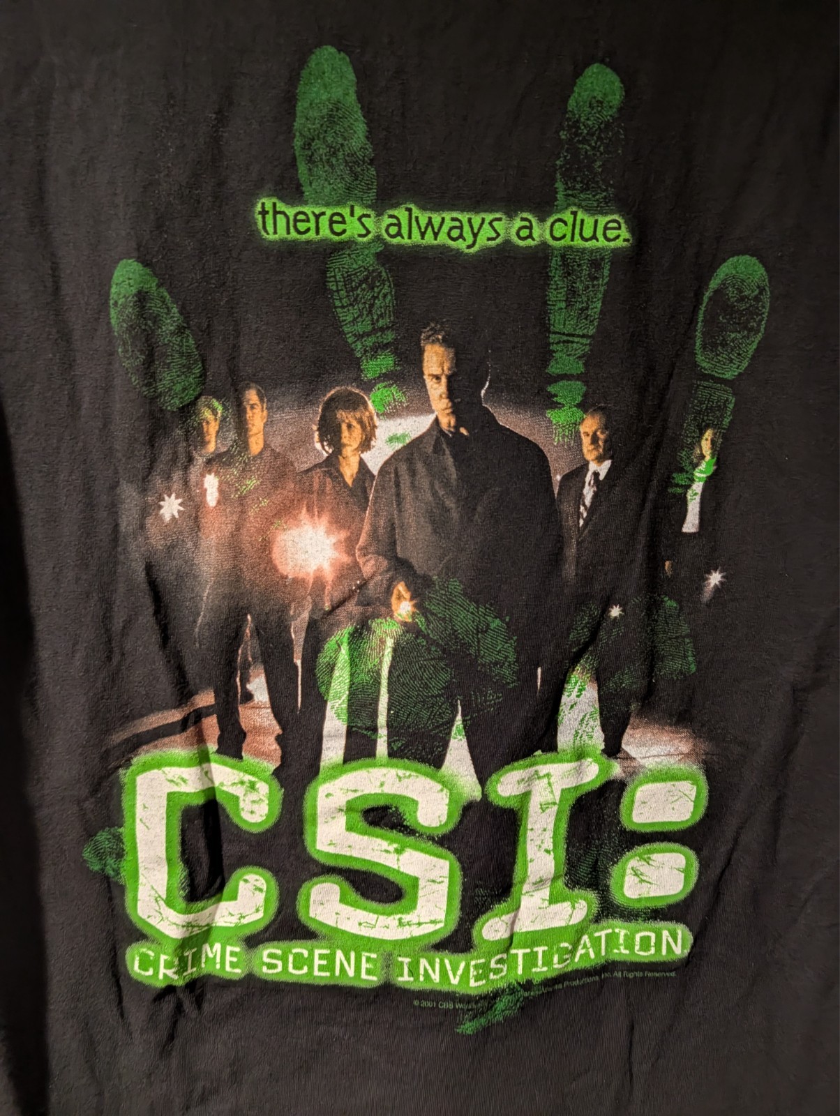 VTG 2001 CSI Crime Scene Investigation TV Show Promo T-Shirt Gil Grissom Mens L
