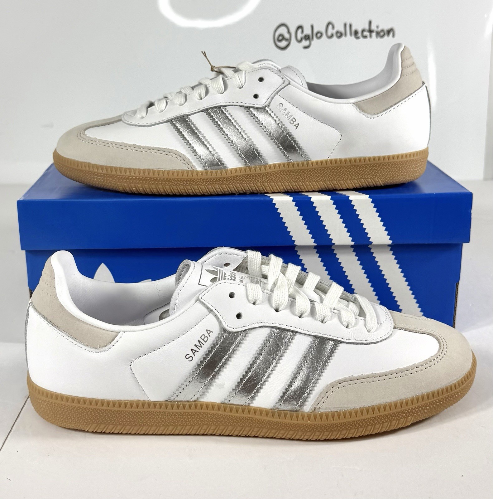 adidas Samba OG W Women’s Sneakers Leather White Silver Beige Gum JI2725 2024