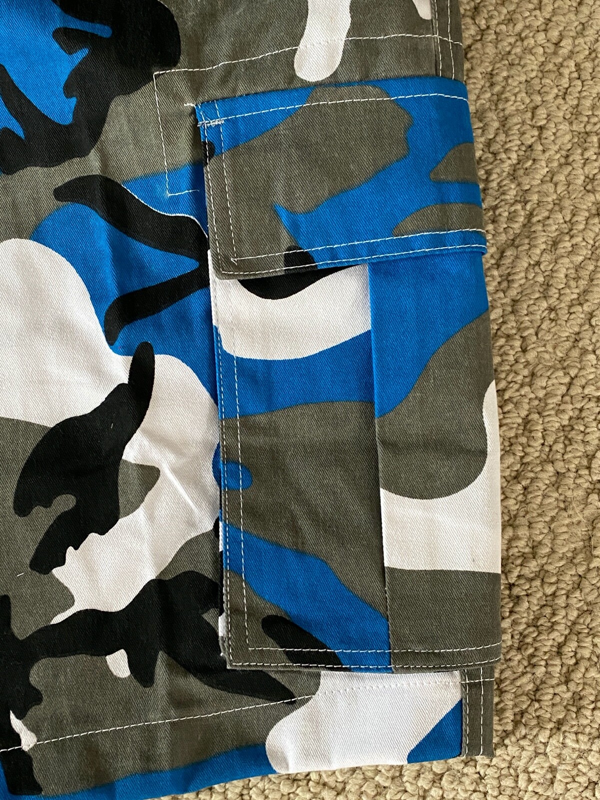 NWT Men’s Nathan Blue Gray Camouflage Camo Belted Cargo Pocket Shorts ALL SIZES