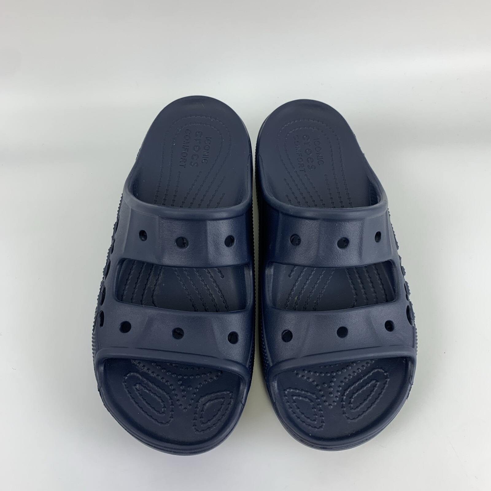 Crocs Baya Slide Sandal Navy Blue Double Strap 207627 Unisex Womens 9 Mens 7