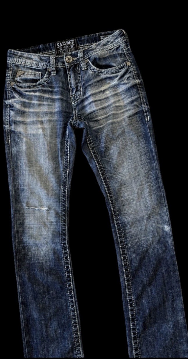 Salvage HAVOC Slim Straight Stretch Buckle Jeans ~ Men’s Size 28 x 32